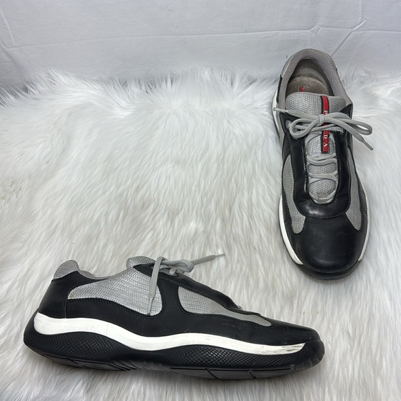 Prada America's Cup Rubber/Bike Fabric Men's Sneakers Original Black/Grey Sz 13 - Picture 1 of 9
